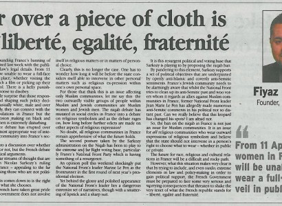 Fear over a piece of cloth is not liberté, egalité, fraternité