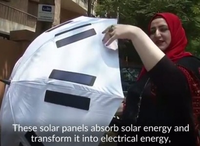 For Muslim pilgrims, solar-powered umbrella offers cool respite