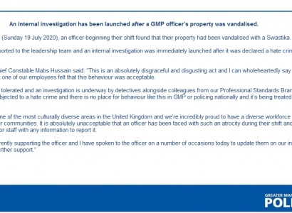 Police officer suspected of etching swastika onto colleague’s belongings